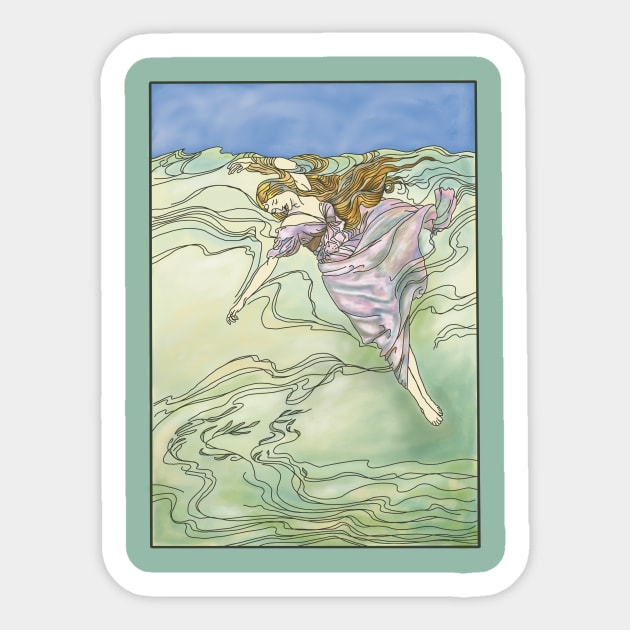 Drowning Girl (natural) Sticker by Soth Studio